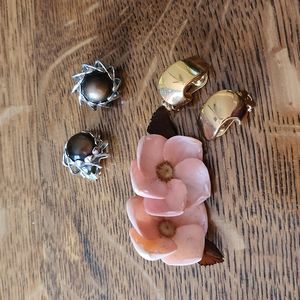 3 pairs of clip earrings